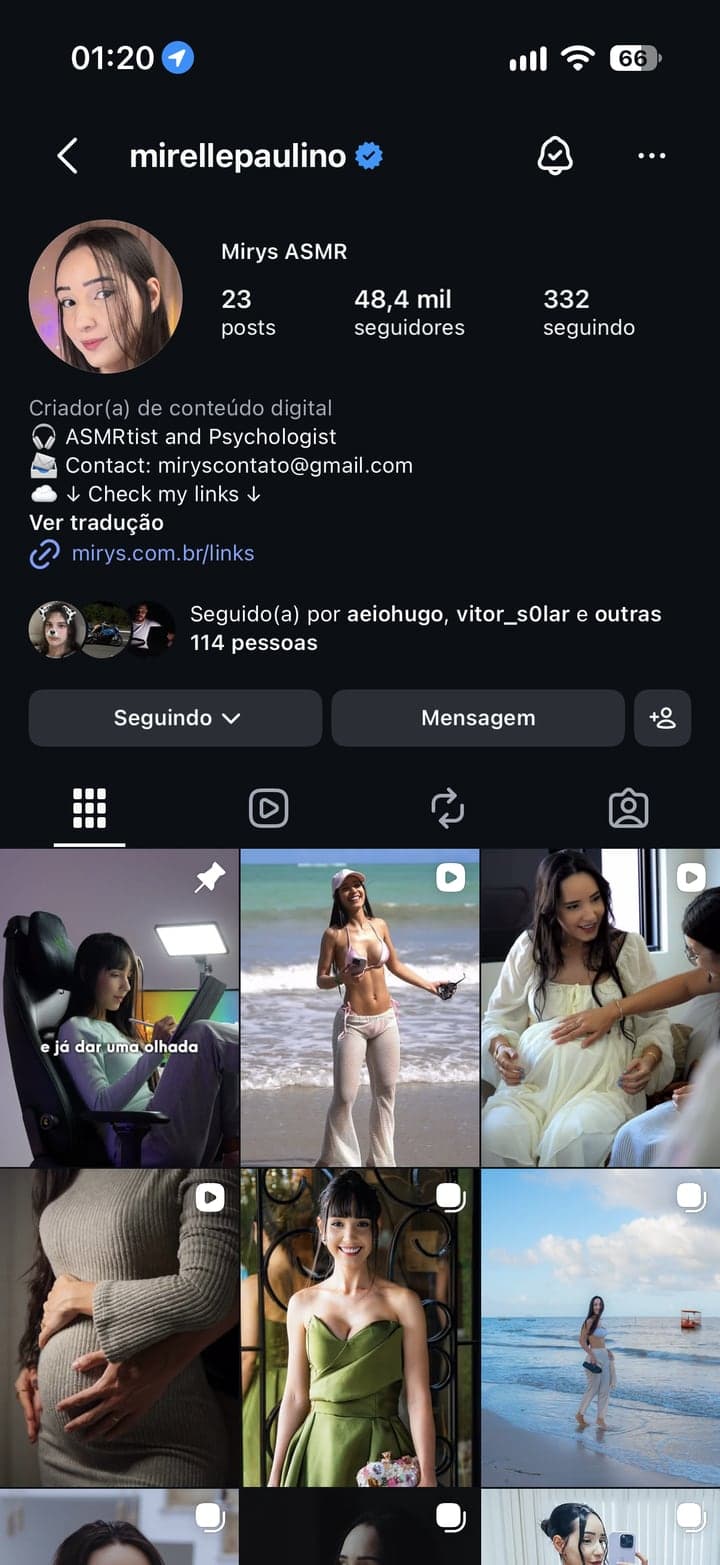 Perfil da Mirys no Instagram