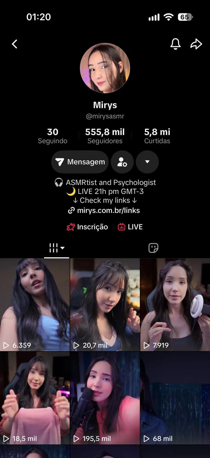 Perfil da Mirys no TikTok